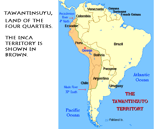 Map showing territory of the ancient Incas